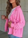 Short casual ribbed single-breasted coat for women