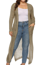 WOMEN PLUS SIZE OPEN FRONT LONG LENGTH CARDIGAN