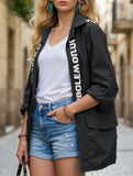 Casual Loose Hooded Trench Coat with Zipper for Women