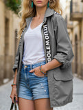 Casual Loose Hooded Trench Coat with Zipper for Women