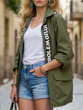 Casual Loose Hooded Trench Coat with Zipper for Women