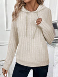 Casual ribbed hooded long-sleeved sweatshirt