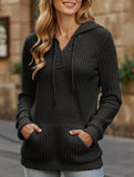 Women's solid color long-sleeved hoodie sweater