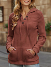 Women's solid color long-sleeved hoodie sweater