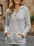 Women's solid color long-sleeved hoodie sweater