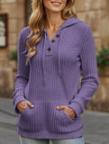Women's solid color long-sleeved hoodie sweater