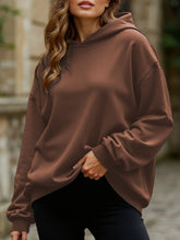 Oversized loose fleece hooded sweatshirt