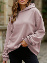 Oversized loose fleece hooded sweatshirt