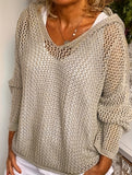 Thin loose sun-proof knitted hooded sweater