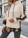 CASUAL TOP FAKE PLAID STITCHING HOODIE SWEATSHIRT