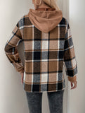 CASUAL TOP FAKE PLAID STITCHING HOODIE SWEATSHIRT