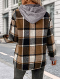 CASUAL TOP FAKE PLAID STITCHING HOODIE SWEATSHIRT