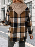 CASUAL TOP FAKE PLAID STITCHING HOODIE SWEATSHIRT