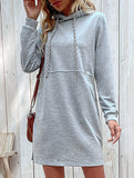 Striped patchwork hooded sweatshirt dress