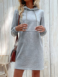 Striped patchwork hooded sweatshirt dress