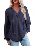 Casual V-neck long-sleeved hooded sweatshirt