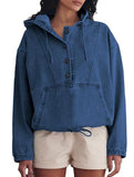 Hoodie Button-Down Pullover Jacket Denim Top