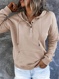 Loose casual hooded drawstring pocket sweatshirt