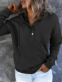 Loose casual hooded drawstring pocket sweatshirt