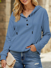 Loose casual hooded drawstring pocket sweatshirt