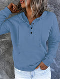 Loose casual hooded drawstring pocket sweatshirt