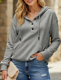 Loose casual hooded drawstring pocket sweatshirt