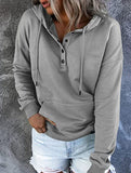 Loose casual hooded drawstring pocket sweatshirt