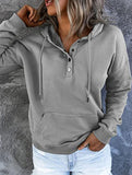 Loose casual hooded drawstring pocket sweatshirt