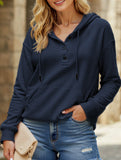Loose casual hooded drawstring pocket sweatshirt