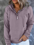 Loose casual hooded drawstring pocket sweatshirt