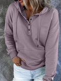 Loose casual hooded drawstring pocket sweatshirt