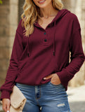 Loose casual hooded drawstring pocket sweatshirt