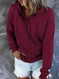 Loose casual hooded drawstring pocket sweatshirt