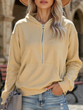 Hooded Loose Long Sleeve Zipper Pocket Sweatshirt