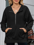 Hooded Loose Long Sleeve Zipper Pocket Sweatshirt