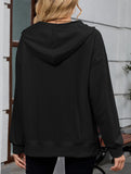 Hooded Loose Long Sleeve Zipper Pocket Sweatshirt