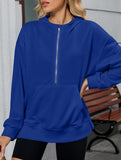 Hooded Loose Long Sleeve Zipper Pocket Sweatshirt