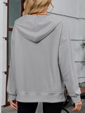 Hooded Loose Long Sleeve Zipper Pocket Sweatshirt