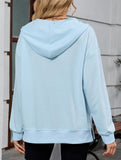 Hooded Loose Long Sleeve Zipper Pocket Sweatshirt