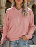Hooded Loose Long Sleeve Zipper Pocket Sweatshirt