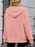 Hooded Loose Long Sleeve Zipper Pocket Sweatshirt