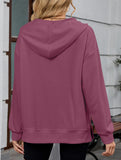 Hooded Loose Long Sleeve Zipper Pocket Sweatshirt