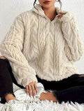 Double-sided plush zip-up pullover top