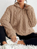 Double-sided plush zip-up pullover top