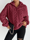 Double-sided plush zip-up pullover top
