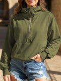 Zipper drawstring long-sleeved hoodie
