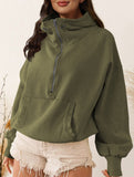 Zipper drawstring long-sleeved hoodie