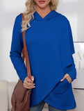 Long-sleeved irregular solid color sweatshirt