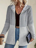 Solid Color Hooded Loose Fit Jacket for Women