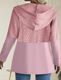 Solid Color Hooded Loose Fit Jacket for Women